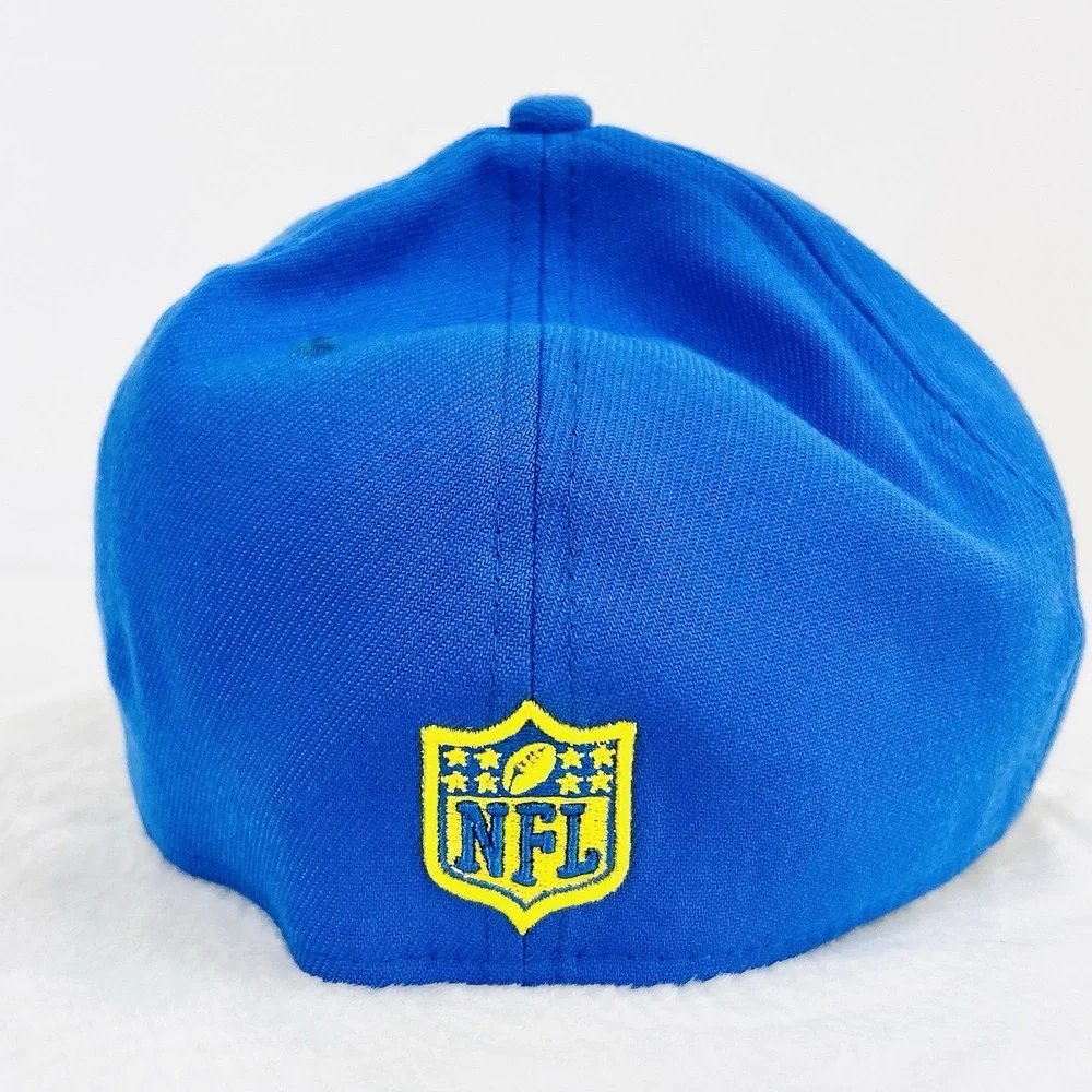Los Angeles Rams New Era Shockwave 39THIRTY Stretch Flex Hat Cap S/M Blue NFL